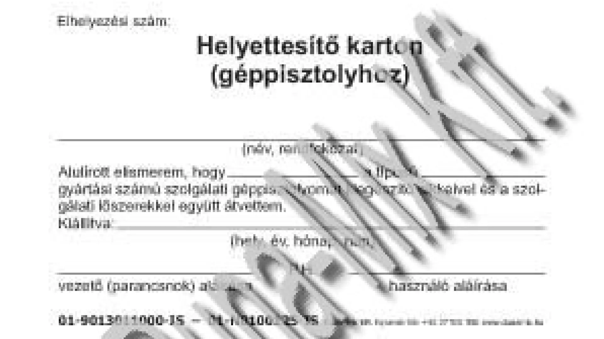 Helyettesítő karton (géppisztolyhoz)
